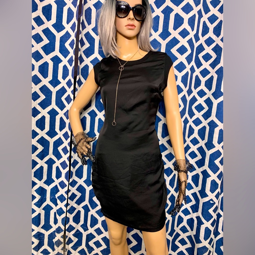 VILA shiny silky black dress.
